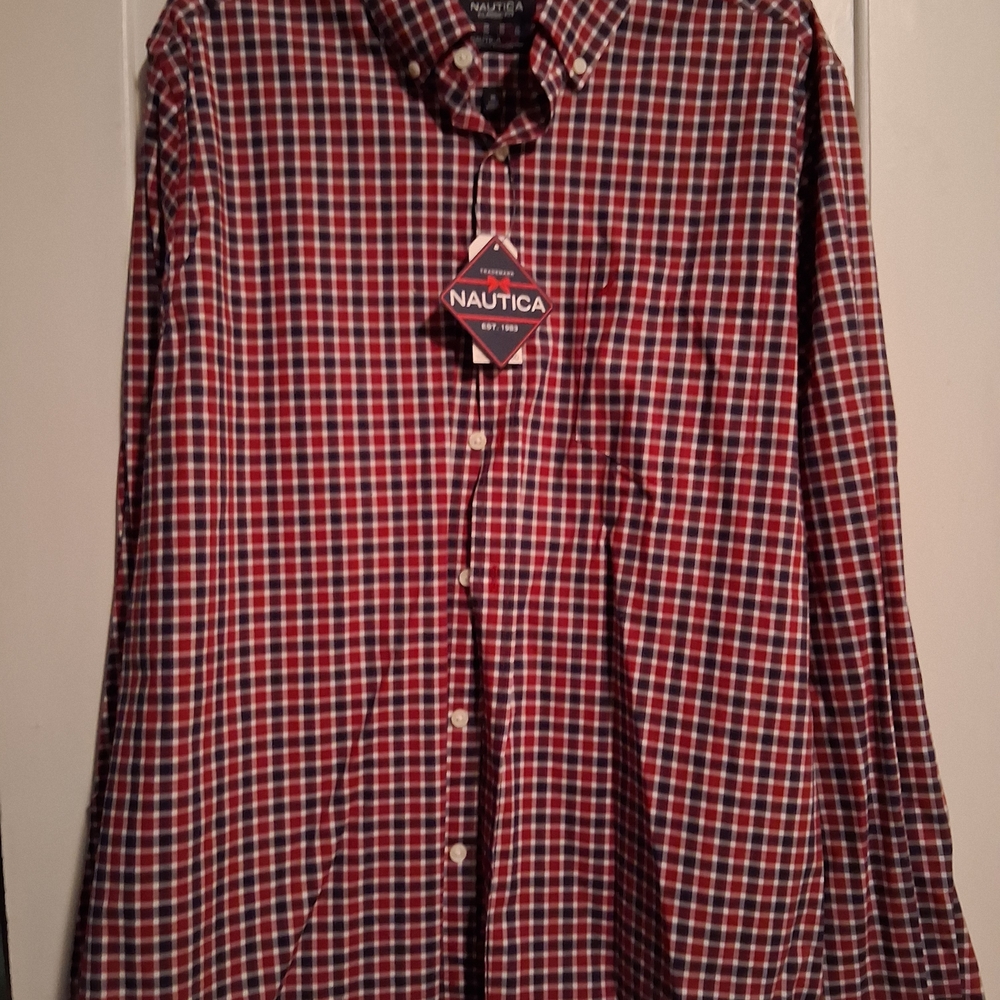 Nautica Men's Red Plaid Shirt